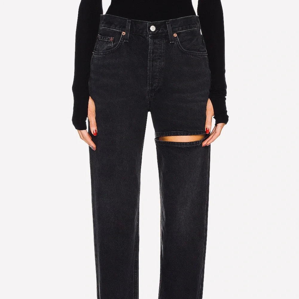 AGOLDE Lana Slice Mid Rise Vintage Straight Leg Jeans Color Decent